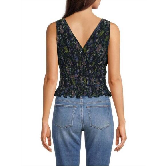 Ramy Brook Mallory Blue Floral Ruffle Top| Size S - Picture 6 of 8